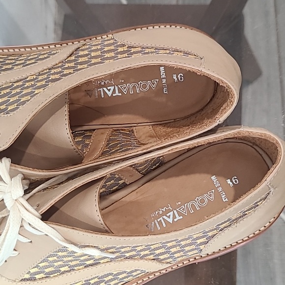 Aquatalia by Marvin K cream leather and sheer peek a boo loafers size 9.5 - Picture 10 of 14